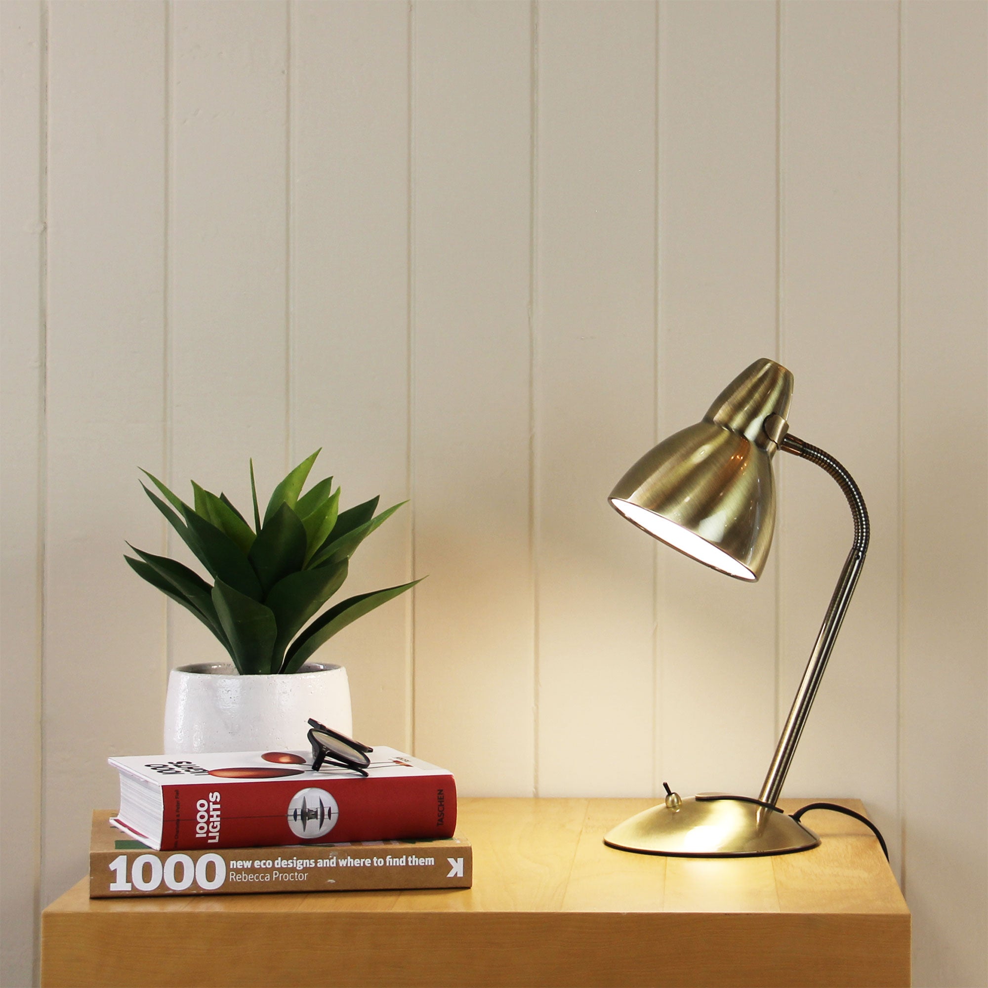 Trax Desk Lamp Antique Brass-TABLE AND FLOOR LAMPS-Oriel